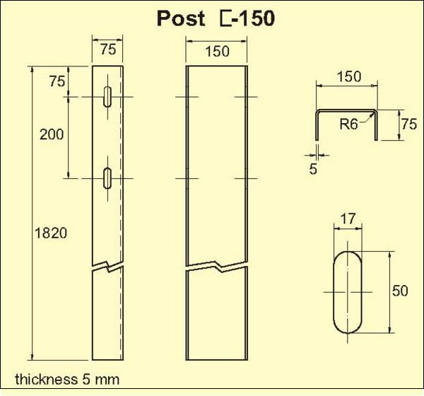 5mm Steel Guard Railing Post